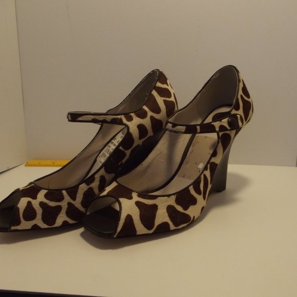 Wedge "Ella" Shoe Peep Toe Giraffe Pony 9.5 - Picture 10 of 14